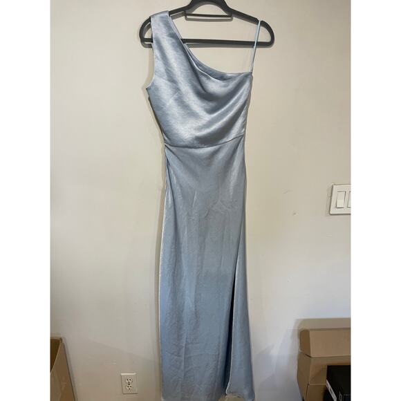 NWT Bec & Bridge The Dreamer Asymmetric Slit Maxi Dress Dusty Blue Women's US 4 - Picture 5 of 7